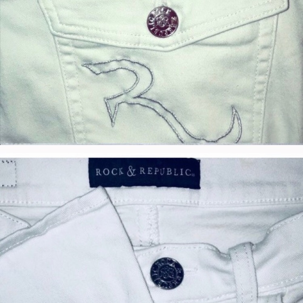 🔥ROCK & REPUBLIC STRAIGHT LG SYRECHY WHITE JEANS